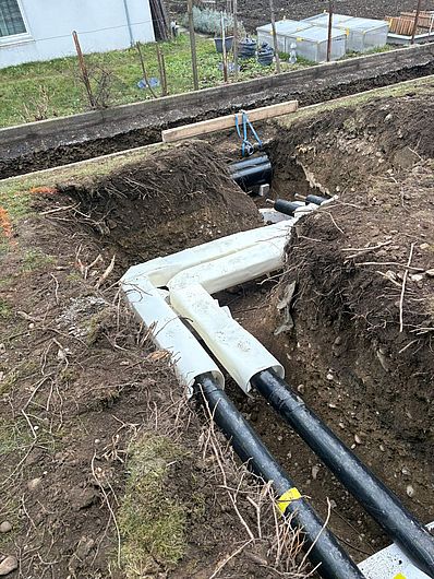 Fernwärme-Trassee im Grabe