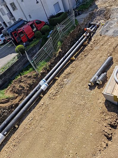 Fernwärmeleitung Bauphase GRO Schwyz