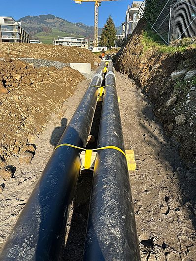 Fernwärmeleitung Bauphase GRO Schwyz